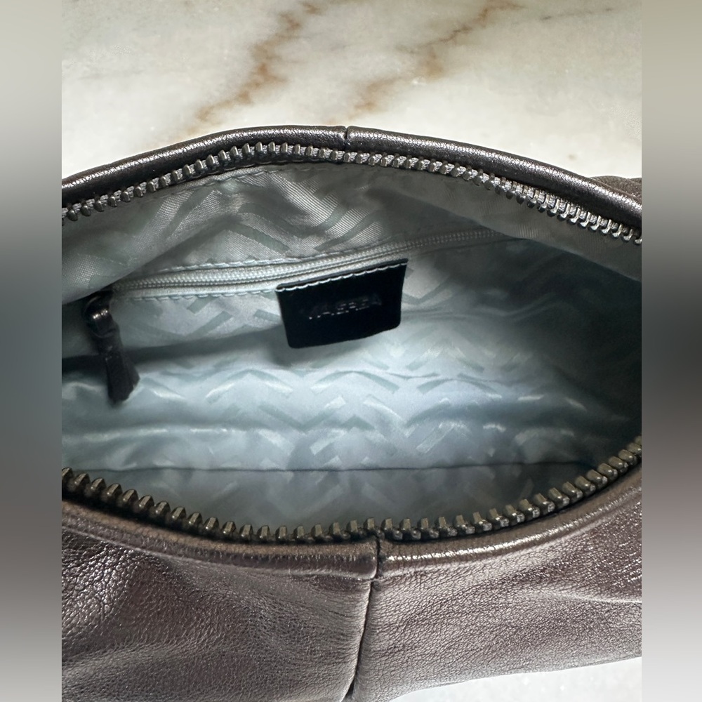 Y2K Via Spiga Madeline Pewter Leather Hobo with Braided Strap and Tassel NWT - Picture 5 of 8